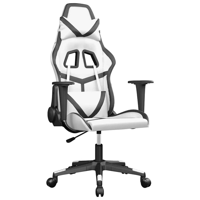Scaun de gaming de masaj, alb și negru, piele ecologică - WALTI WALTI