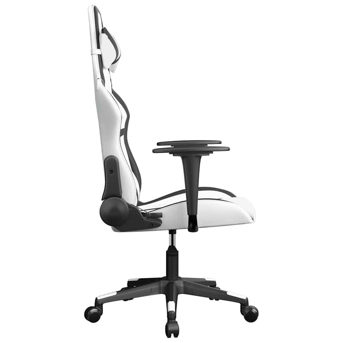 Scaun de gaming de masaj, alb și negru, piele ecologică - WALTI WALTI