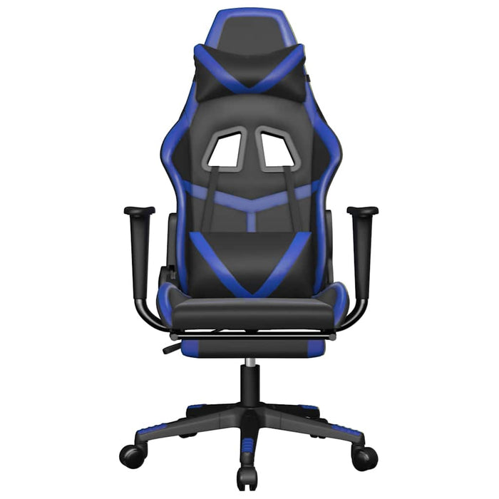 Scaun de gaming masaj/suport picioare negru/albastru piele eco - WALTI WALTI