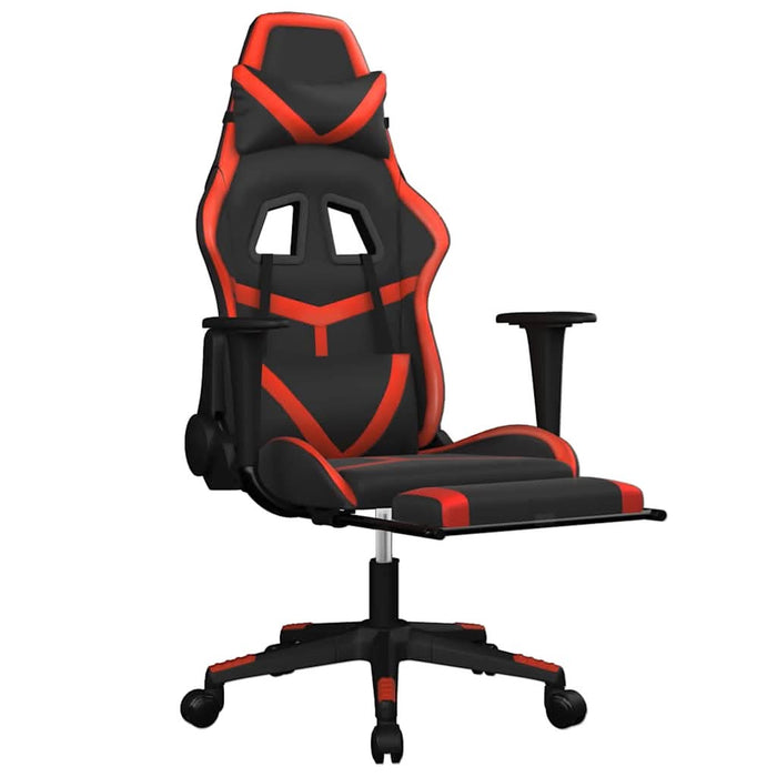 Scaun de gaming cu masaj/suport picioare, negru/roșu, piele eco - WALTI WALTI