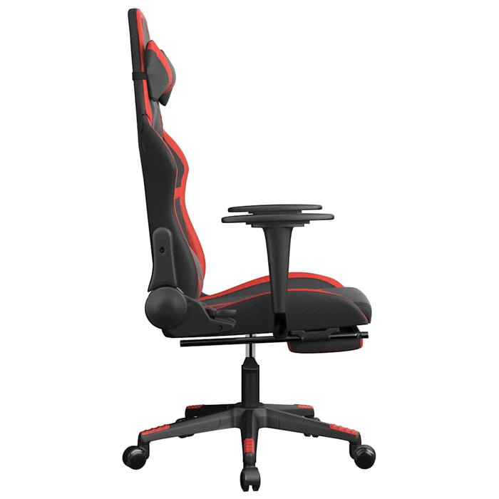 Scaun de gaming cu masaj/suport picioare, negru/roșu, piele eco - WALTI WALTI