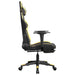 Scaun de gaming cu masaj/suport picioare negru/auriu piele eco - WALTI WALTI