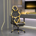 Scaun de gaming cu masaj/suport picioare negru/auriu piele eco - WALTI WALTI