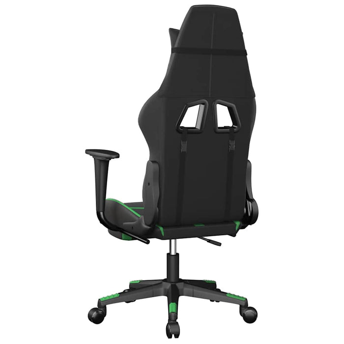 Scaun gaming de masaj/suport picioare, negru/verde, piele eco - WALTI WALTI
