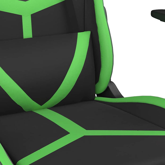 Scaun gaming de masaj/suport picioare, negru/verde, piele eco - WALTI WALTI
