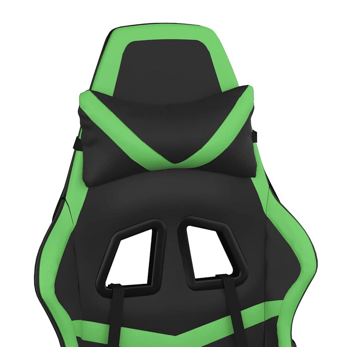 Scaun gaming de masaj/suport picioare, negru/verde, piele eco - WALTI WALTI