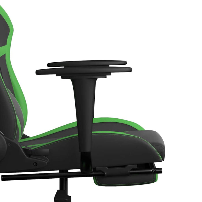 Scaun gaming de masaj/suport picioare, negru/verde, piele eco - WALTI WALTI