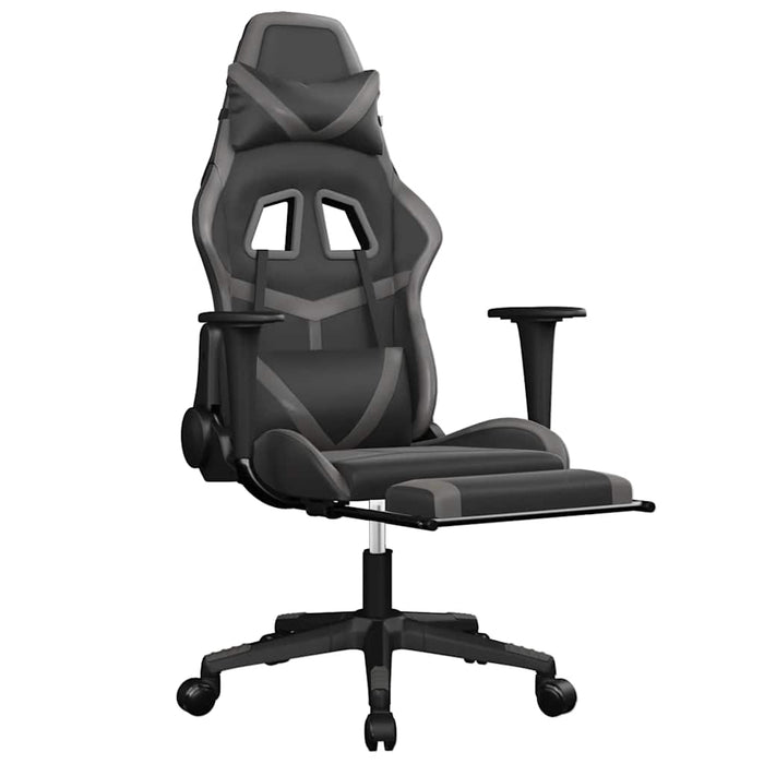 Scaun de gaming cu masaj/suport picioare, negru/gri, piele eco - WALTI WALTI