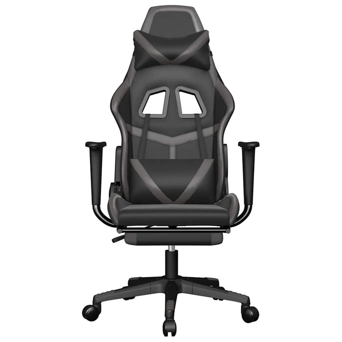 Scaun de gaming cu masaj/suport picioare, negru/gri, piele eco - WALTI WALTI