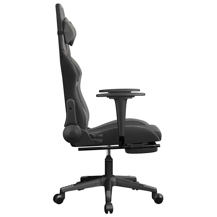 Scaun de gaming cu masaj/suport picioare, negru/gri, piele eco - WALTI WALTI