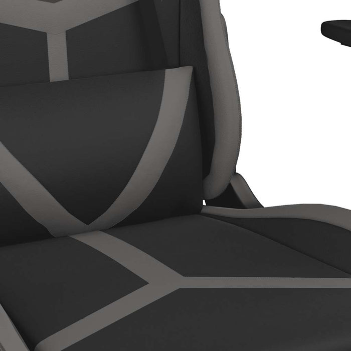 Scaun de gaming cu masaj/suport picioare, negru/gri, piele eco - WALTI WALTI
