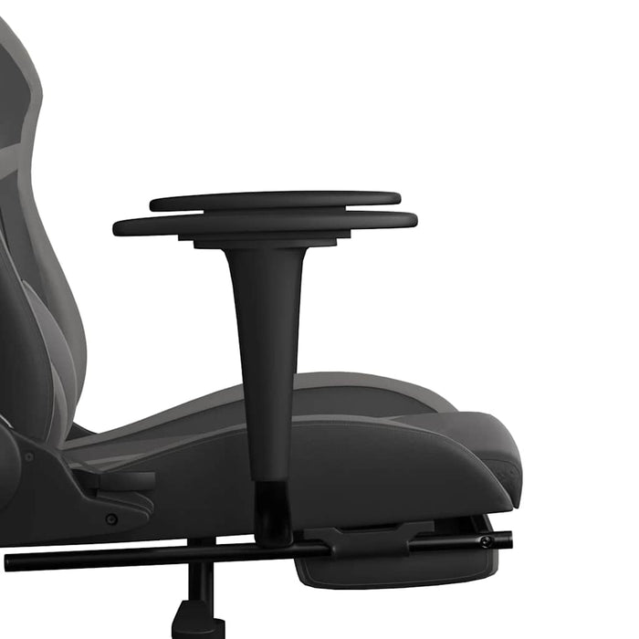 Scaun de gaming cu masaj/suport picioare, negru/gri, piele eco - WALTI WALTI
