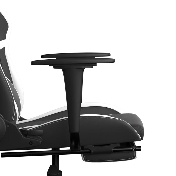 Scaun de gaming masaj/suport picioare alb/negru piele eco - WALTI WALTI