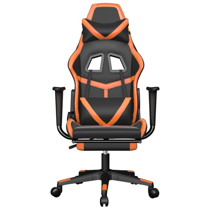Scaun gaming masaj/suport picioare, negru/portocaliu, piele eco - WALTI WALTI