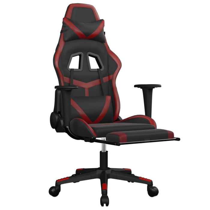 Scaun de gaming masaj/suport picioare negru/roșu vin piele eco - WALTI WALTI