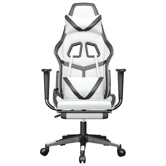 Scaun de gaming masaj/suport picioare alb/negru piele eco - WALTI WALTI