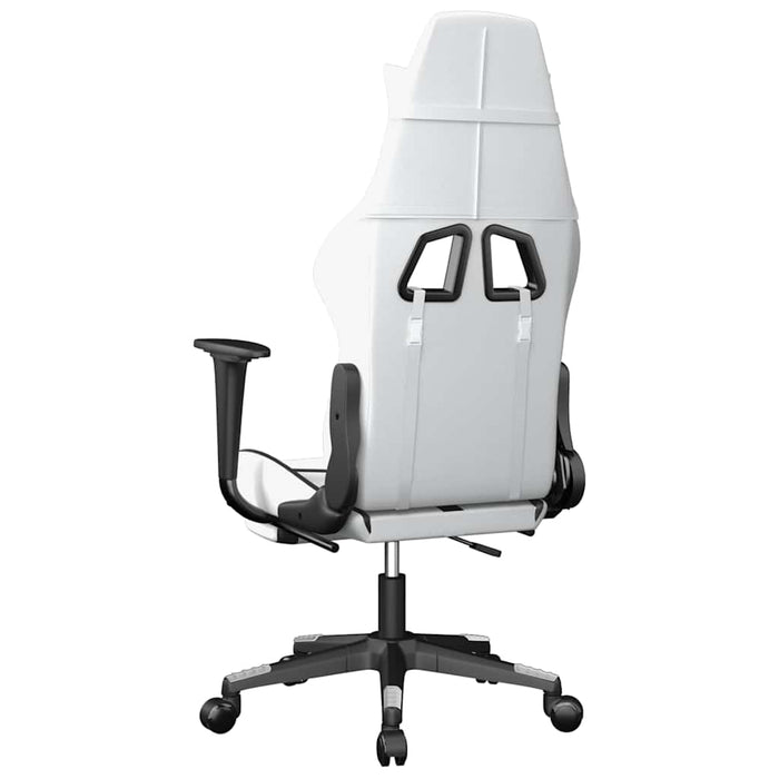 Scaun de gaming masaj/suport picioare alb/negru piele eco - WALTI WALTI