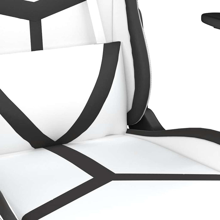 Scaun de gaming masaj/suport picioare alb/negru piele eco - WALTI WALTI