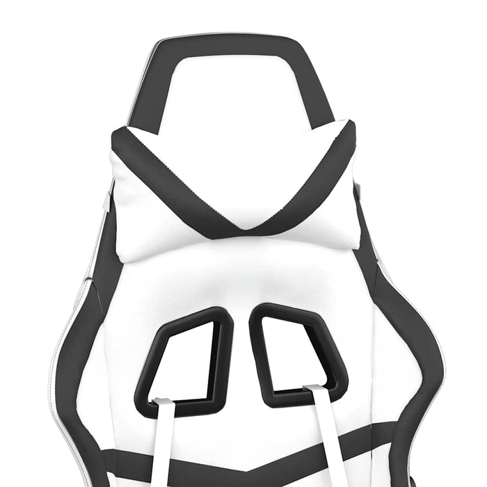 Scaun de gaming masaj/suport picioare alb/negru piele eco - WALTI WALTI