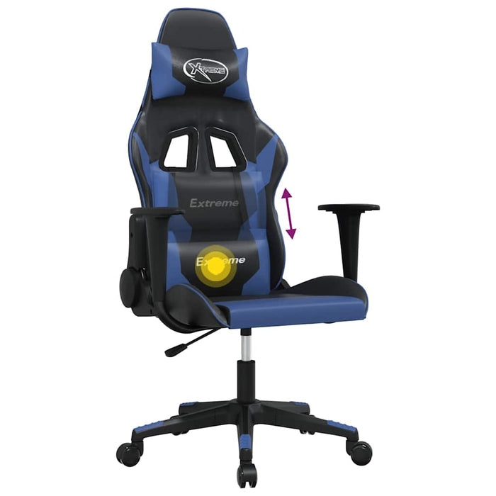 Scaun de gaming de masaj, negru și albastru, piele ecologică - WALTI WALTI