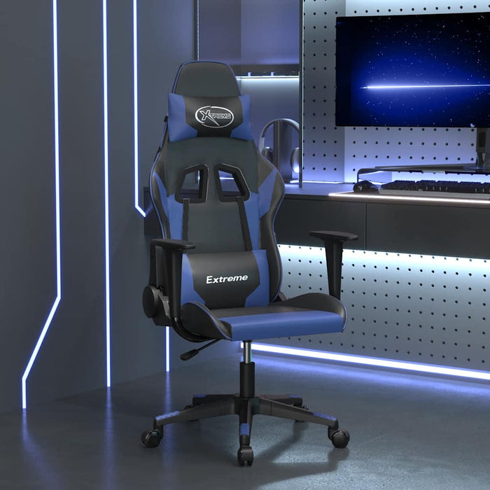 Scaun de gaming de masaj, negru și albastru, piele ecologică - WALTI WALTI