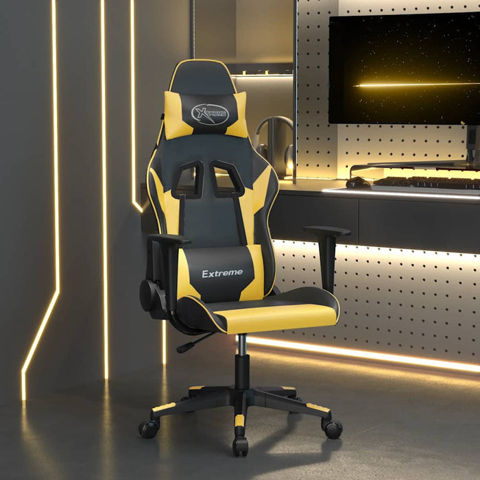 Scaun de gaming de masaj, negru și auriu, piele ecologică - WALTI WALTI