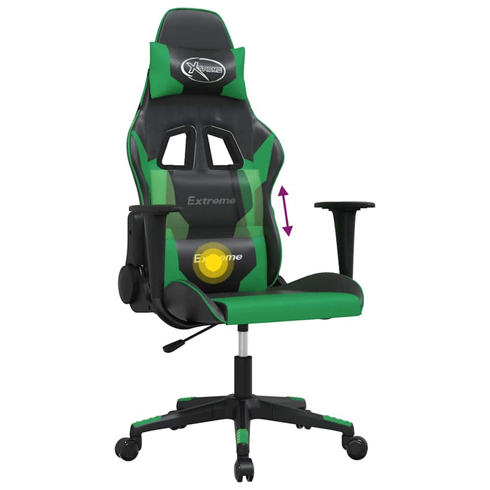 Scaun de gaming de masaj, negru și verde, piele ecologică - WALTI WALTI