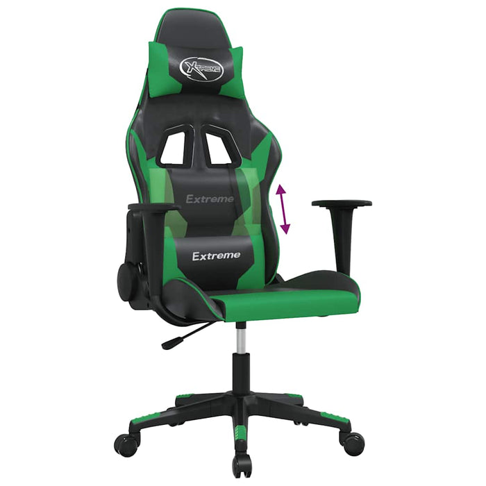 Scaun de gaming de masaj, negru și verde, piele ecologică - WALTI WALTI