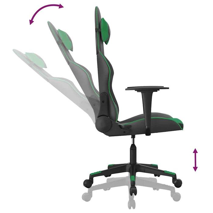Scaun de gaming de masaj, negru și verde, piele ecologică - WALTI WALTI