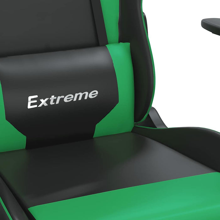 Scaun de gaming de masaj, negru și verde, piele ecologică - WALTI WALTI