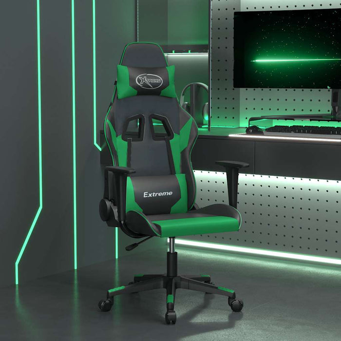 Scaun de gaming de masaj, negru și verde, piele ecologică - WALTI WALTI