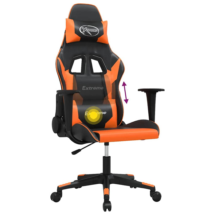 Scaun de gaming de masaj, negru și portocaliu, piele ecologică - WALTI WALTI