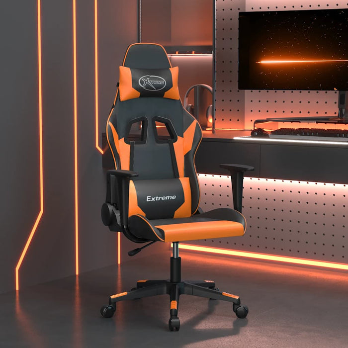 Scaun de gaming de masaj, negru și portocaliu, piele ecologică - WALTI WALTI