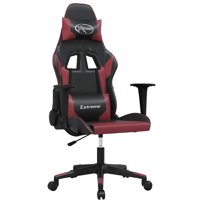 Scaun de gaming de masaj, negru și roșu vin, piele ecologică - WALTI WALTI