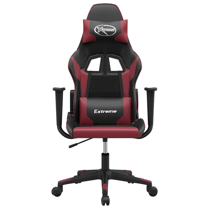 Scaun de gaming de masaj, negru și roșu vin, piele ecologică - WALTI WALTI
