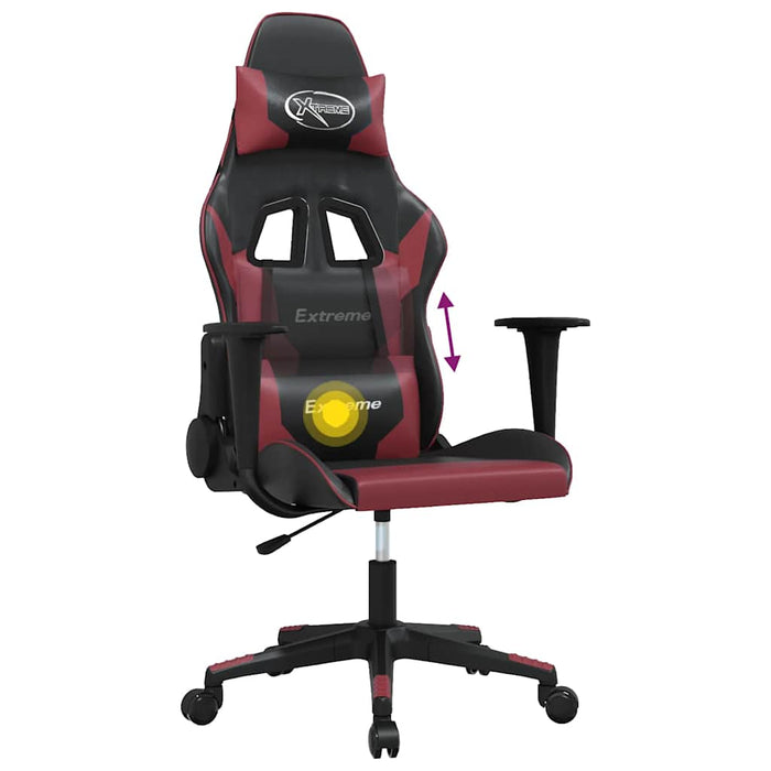 Scaun de gaming de masaj, negru și roșu vin, piele ecologică - WALTI WALTI