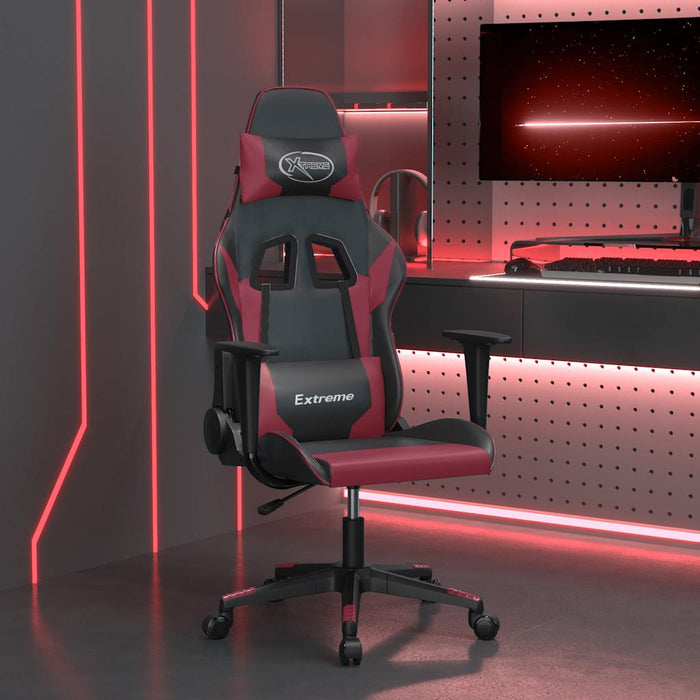 Scaun de gaming de masaj, negru și roșu vin, piele ecologică - WALTI WALTI