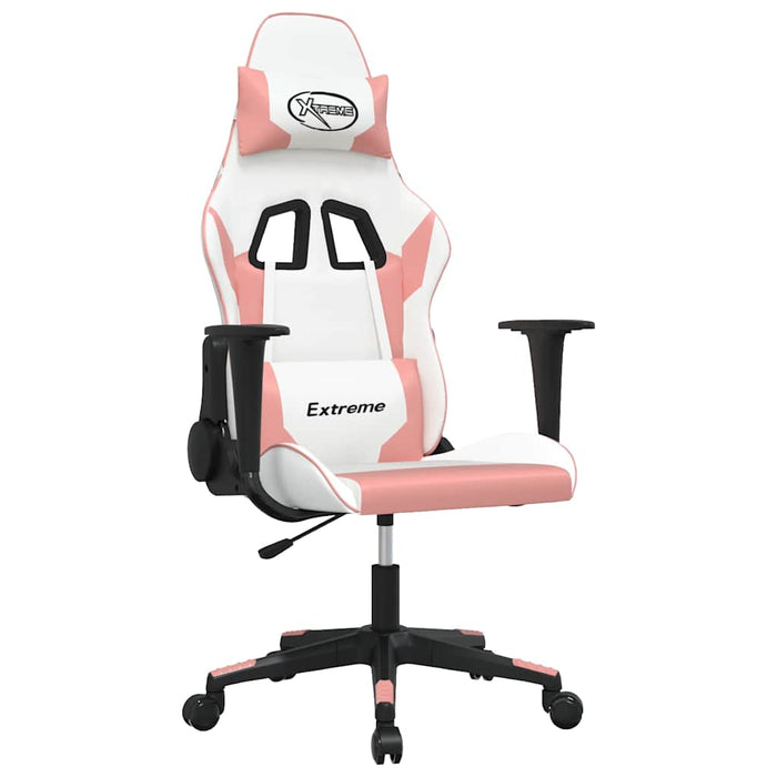 Scaun de gaming de masaj, alb și roz, piele ecologică - WALTI WALTI