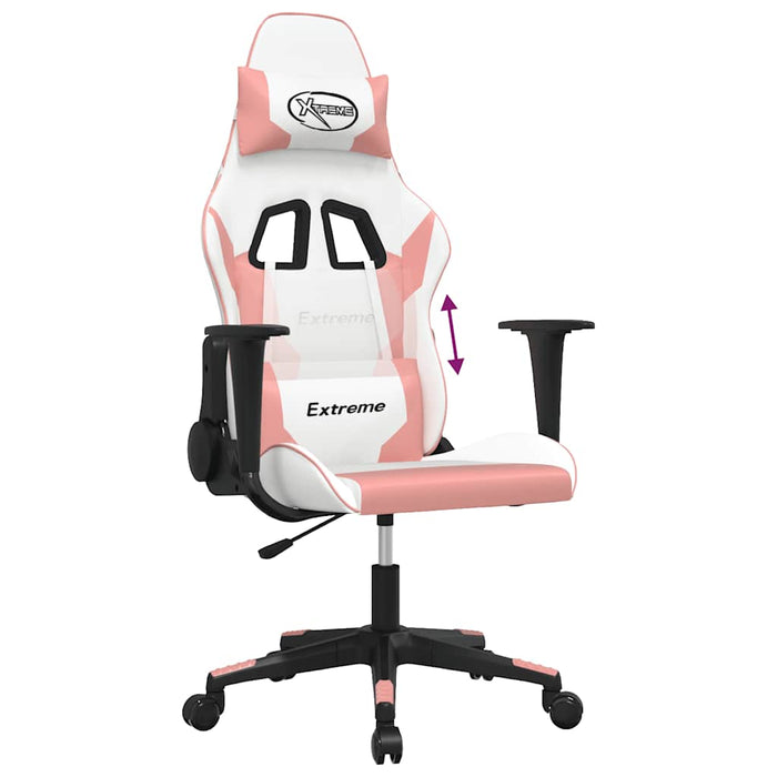 Scaun de gaming de masaj, alb și roz, piele ecologică - WALTI WALTI