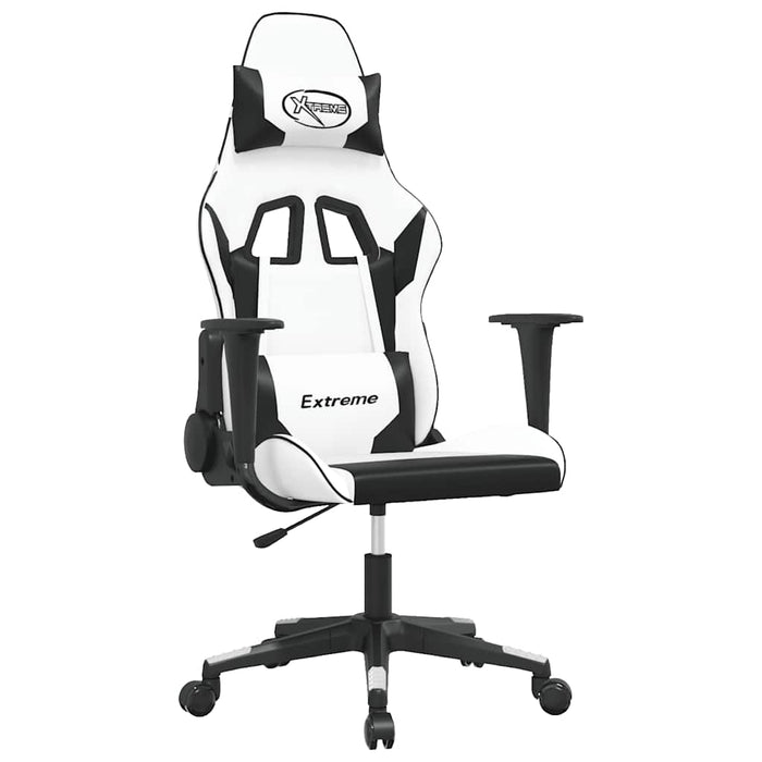 Scaun de gaming de masaj, alb și negru, piele ecologică - WALTI WALTI
