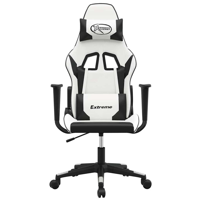 Scaun de gaming de masaj, alb și negru, piele ecologică - WALTI WALTI