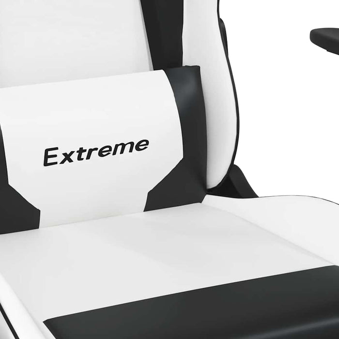 Scaun de gaming de masaj, alb și negru, piele ecologică - WALTI WALTI
