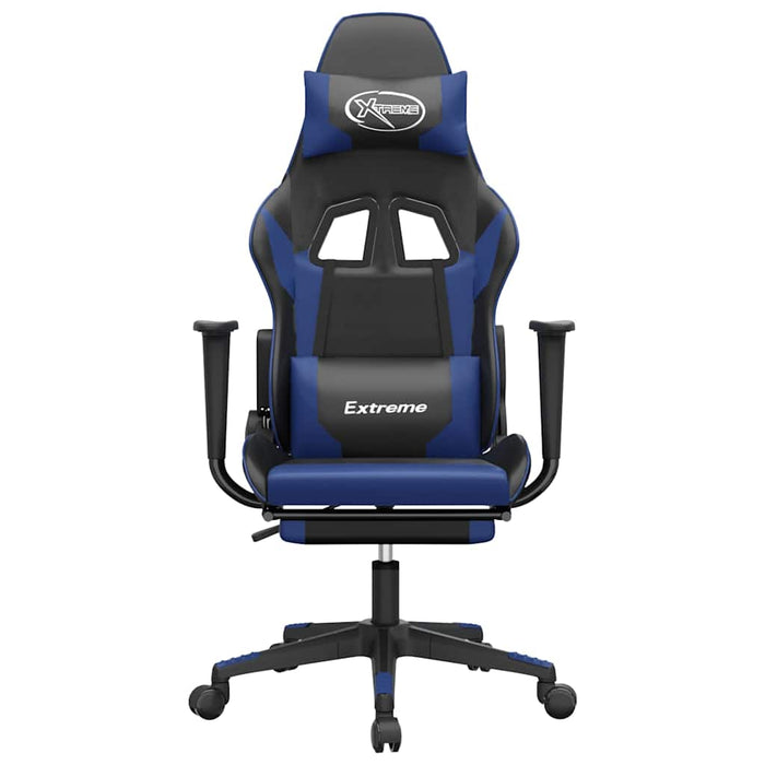 Scaun de gaming masaj/suport picioare negru/albastru piele eco - WALTI WALTI