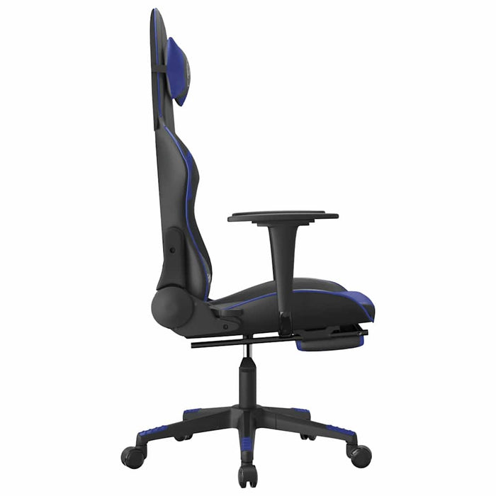 Scaun de gaming masaj/suport picioare negru/albastru piele eco - WALTI WALTI