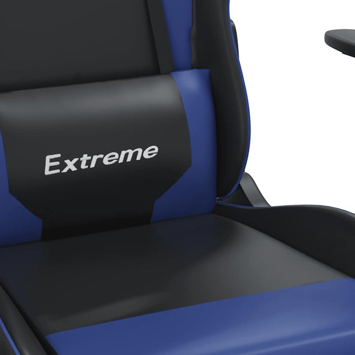 Scaun de gaming masaj/suport picioare negru/albastru piele eco - WALTI WALTI