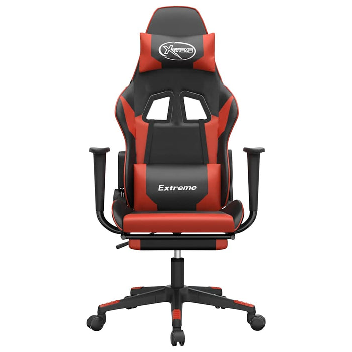 Scaun de gaming cu masaj/suport picioare, negru/roșu, piele eco - WALTI WALTI