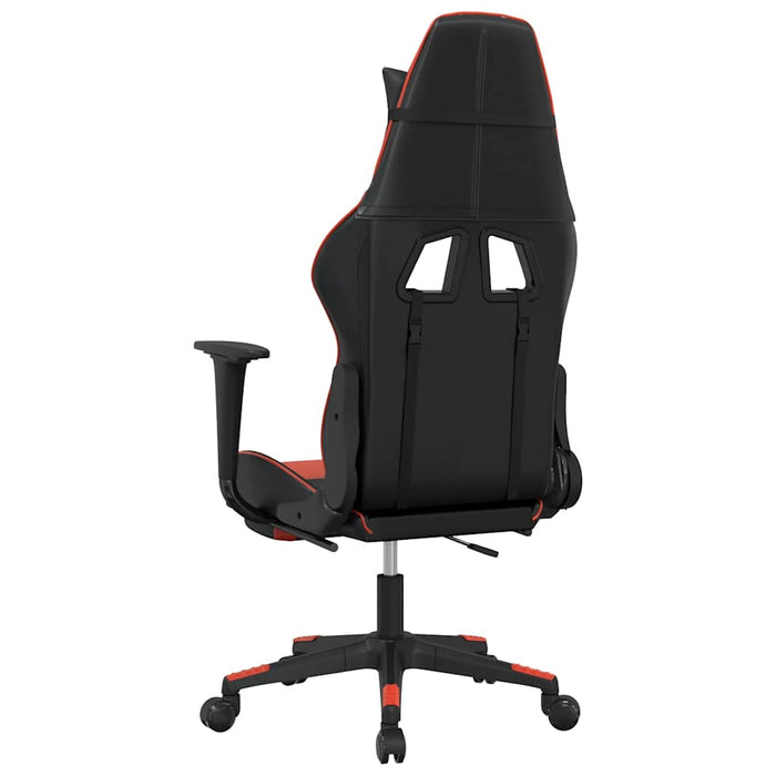 Scaun de gaming cu masaj/suport picioare, negru/roșu, piele eco - WALTI WALTI