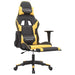 Scaun de gaming cu masaj/suport picioare negru/auriu piele eco - WALTI WALTI