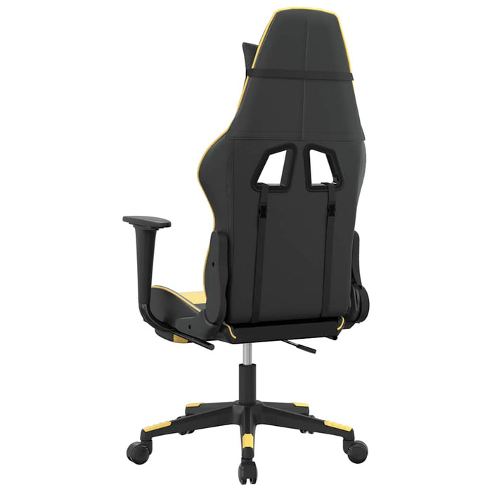 Scaun de gaming cu masaj/suport picioare negru/auriu piele eco - WALTI WALTI