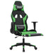Scaun gaming de masaj/suport picioare, negru/verde, piele eco - WALTI WALTI